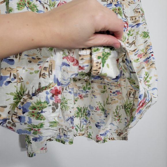 Alia vintage Short Sleeve Button Front Tropical Print Blouse Shirt Casual Collar - Picture 6 of 10